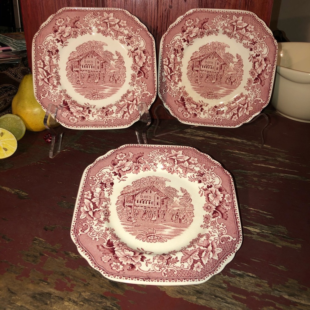 3- Avon Cottage Wedgewood Salad Plates